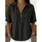 Women's Casual V-neck Zipper Short-Sleeved Top
