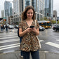 Women's V-Neck Twist-Front Leopard Print Top