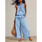 Women's Sleeveless Smocked Neck Top & Pants Set