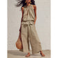 Women's Sleeveless Smocked Neck Top & Pants Set
