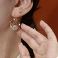 Double Hoop Sparkling Zirconia Ball Earrings