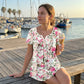 Women's Casual Flowy Floral Button-Up T-Shirt
