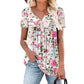 Women's Casual Flowy Floral Button-Up T-Shirt