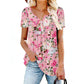 Women's Casual Flowy Floral Button-Up T-Shirt