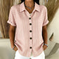 Women's Casual Striped Button-Down T-Shirt