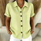 Women's Casual Striped Button-Down T-Shirt