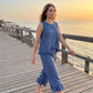 Summer Sleeveless Blouse and Ruffle Hem Pants Set