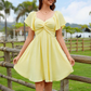 Puff Sleeve Backless Bow Tie Dress