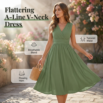 Women's Elegant Sleeveless V-Neck Dress