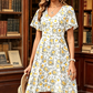 Women Floral Print V-Neck Dress