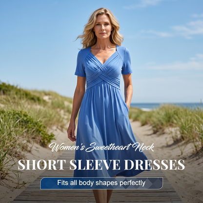 👗Women’s V-Neck Short Sleeve Long Dresses💙