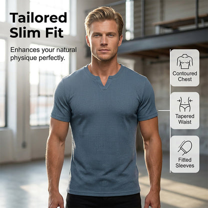 Men's Slim Fit V-Neck Short-Sleeve Shirt