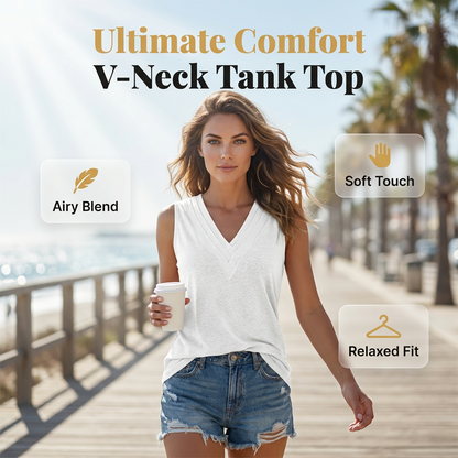 Women's Casual V-Neck Sleeveless Tank Top