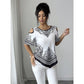 Boho Chic Cold Shoulder Top Irregular Hem Short Sleeve Tee