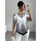 Boho Chic Cold Shoulder Top Irregular Hem Short Sleeve Tee