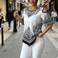 Boho Chic Cold Shoulder Top Irregular Hem Short Sleeve Tee