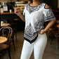 Boho Chic Cold Shoulder Top Irregular Hem Short Sleeve Tee