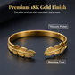 18K Gold Plated Leaf Open Cuff Bracelet | Adjustable Stainless Steel Nature Bangle for Women