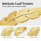 18K Gold Plated Leaf Open Cuff Bracelet | Adjustable Stainless Steel Nature Bangle for Women