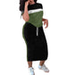 Women's Color Block T-Shirt & Long Skirt Set