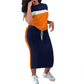 Women's Color Block T-Shirt & Long Skirt Set