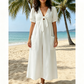 ☀️Effortless Summer Chic-Loose Fit V Neck Tie Front Wide Leg Romper for Women🌴