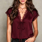 Women's V-Neck Short Sleeve Lace Top