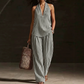 Women’s Striped Halter Top & Wide-Leg Pants Set