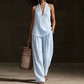 Women’s Striped Halter Top & Wide-Leg Pants Set