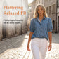 Women's Puff Sleeve Denim Button-Down Blouse
