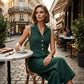 Women's Sleeveless Button-Front Wide-Leg Jumpsuit