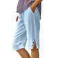 Women's Casual Solid Color Pocket Capri Pants