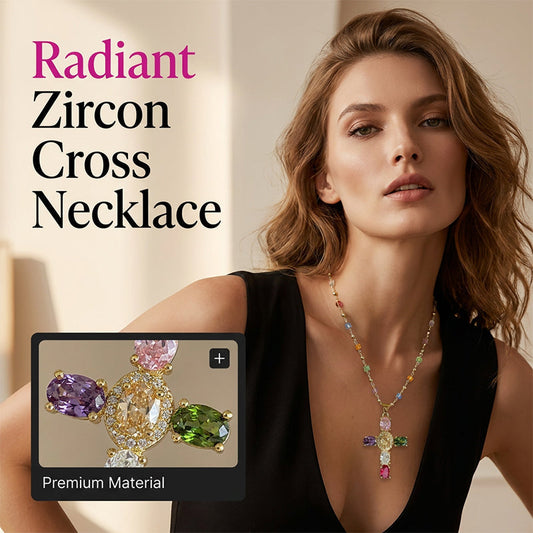 Women's Colorful Zircon Cross Pendant Necklace