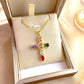 Women's Colorful Zircon Cross Pendant Necklace