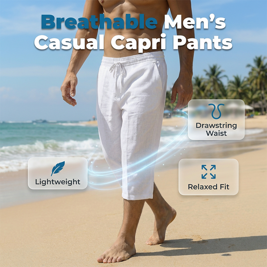 Men's Casual Capri Pants with Drawstring Waist