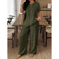 👕Plus Size Women's Casual Long Sleeve Shirt & Loose Pants Set