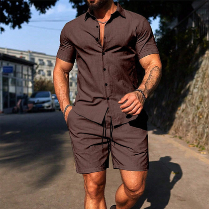 Men's Casual Short Sleeve Shirt & Shorts Set