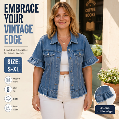 Women's Summer Ruffled Sleeve Denim Jacket