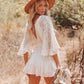 🔥New Arrival💗Women's Lace Crochet Romper Dress with Built-in Shorts