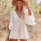 🔥New Arrival💗Women's Lace Crochet Romper Dress with Built-in Shorts