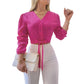 Women's Elegant V-Neck Tie-Waist Top
