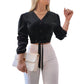 Women's Elegant V-Neck Tie-Waist Top