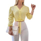 Women's Elegant V-Neck Tie-Waist Top