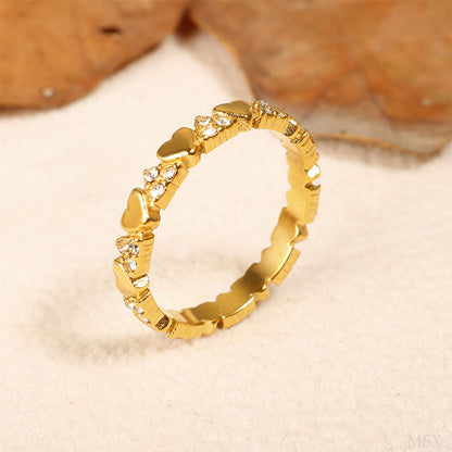 📢📢50% OFF !!⏰Women's Elegant Heart Eternity Ring – Micro-Paved Zircons, Stainless Steel, Stackable ✨
