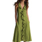 Women's V-Neck Ruffled Sleeveless Dress