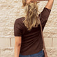 Women's Short Sleeve Henley Ribbed Knit Top