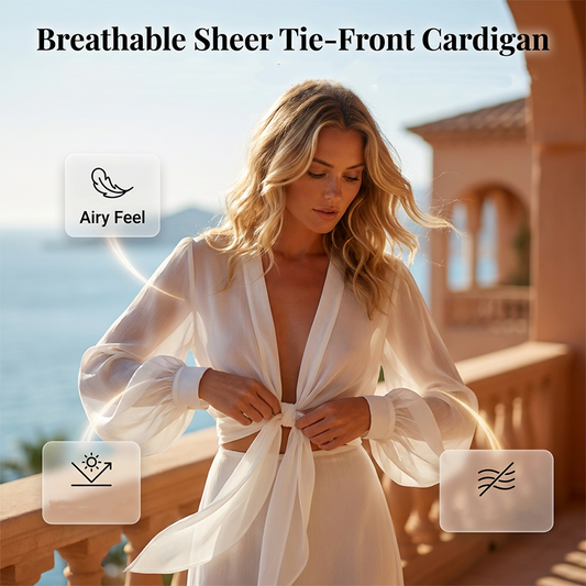 Women's Lightweight Chiffon Tie-Front Cardigan