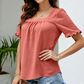 Women's Square Neck Ruffle Short Sleeve Top