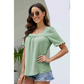 Women's Square Neck Ruffle Short Sleeve Top