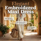 🔥Women's Minimalist Linen Blend Embroidered Short-sleeved Shirt Maxi Dress